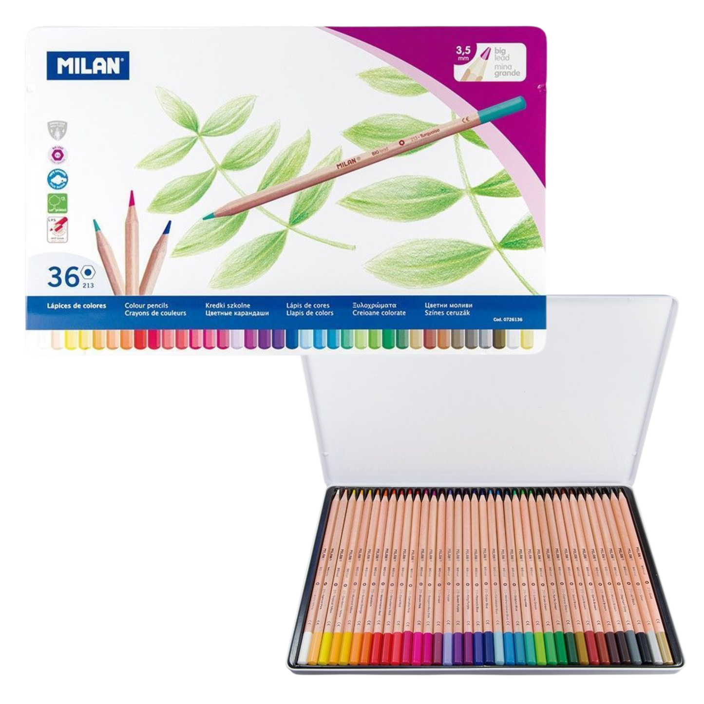 MILAN PINTURAS DE COLORES (CAJA DE 12, 24 O 48 LÁPICES)