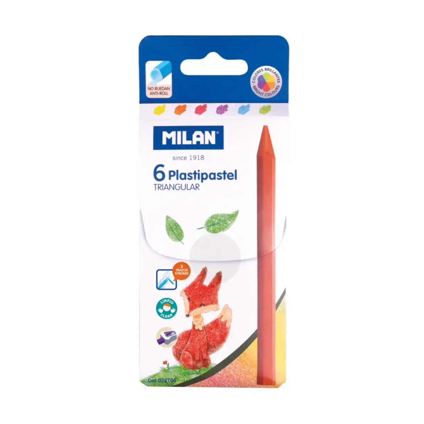 MILAN PLASTIPASTEL CERAS TRIANGULAR (CAJA DE 6 PINTURAS)