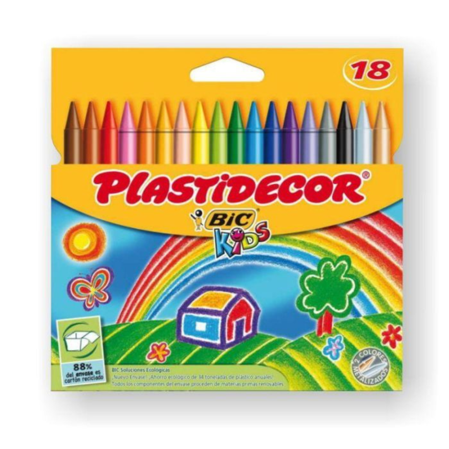 PLASTIDECOR CERAS COLORES BIC KIDS (CAJA DE 12, 18 O 24 PINTURAS)