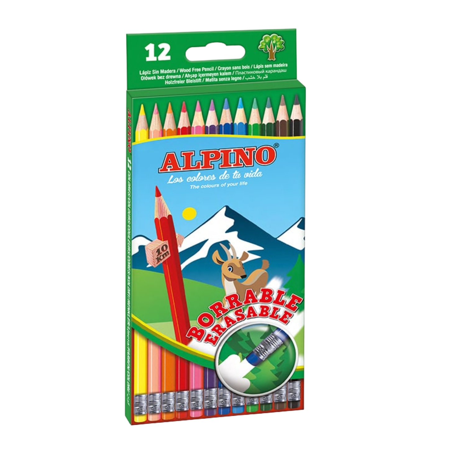 ALPINO PITURAS MADERA CON GOMA DE BORRAR (CAJA DE 12 LÁPICES)