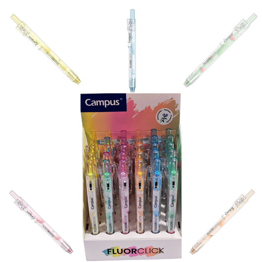 MARCADOR FLUORESCENTE PEN CAMPUS RETRÁCTIL CLIP
