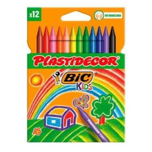 PLASTIDECOR CERAS COLORES BIC KIDS (CAJA DE 12, 18 O 24 PINTURAS)