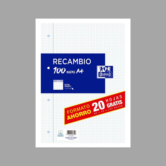 RECAMBIO HOJAS CUADRICULA OXFORD