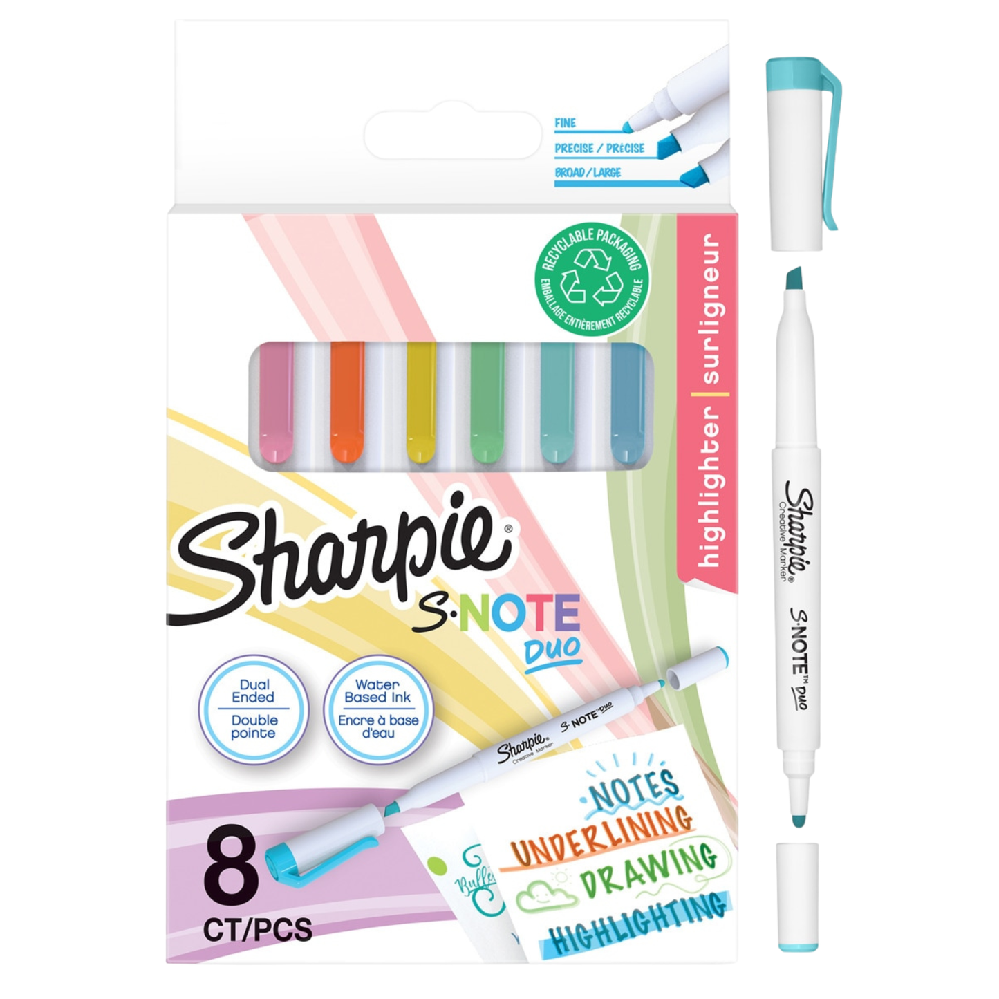 ROTULADOR SHARPIE NOTE DUO PACK 8 DOBLE PUNTA